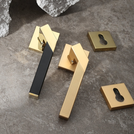 Complete Door Lock Set with Square Knurled Handle. E-Z-0087-S1