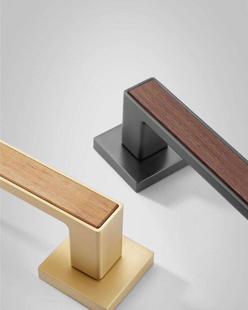 Wood accent door lock set modern solid - E-Z -0072-S1