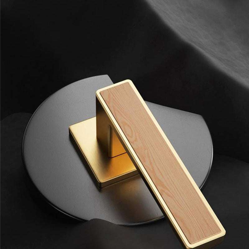 Wood accent door lock set modern solid - E-Z -0072-S1