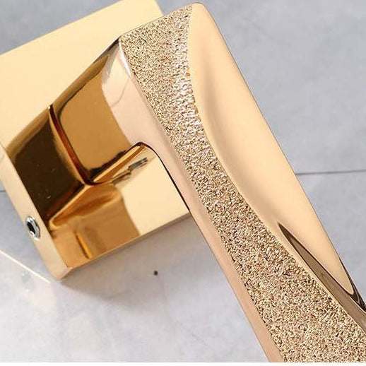 Complete Metal Door Lock Set With Grooved Handle Artistic fill - Real Gold