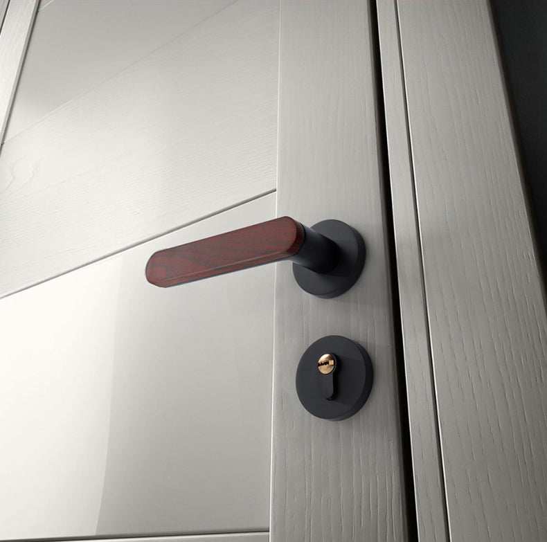 Modern door locks with wooden handle E-Z-0079-R1