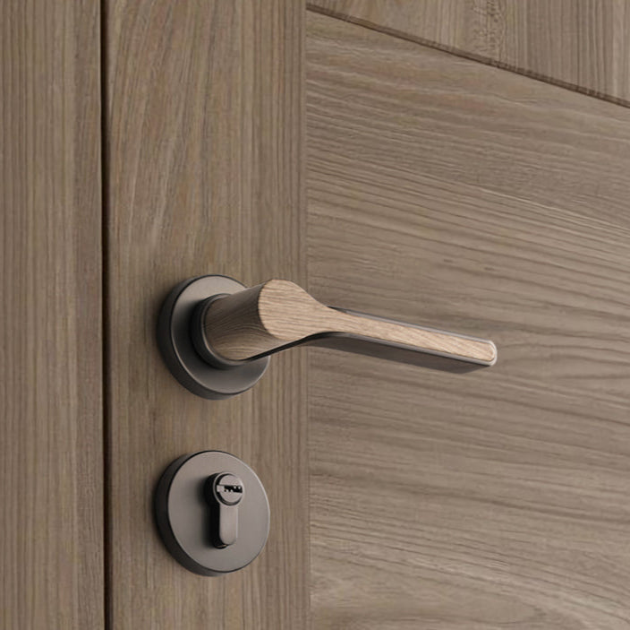 Elegant Wood finish modern Lock set