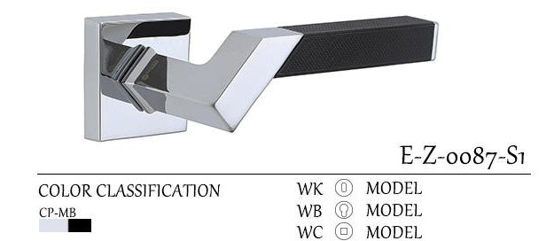 Complete Door Lock Set with Square Knurled Handle. E-Z-0087-S1