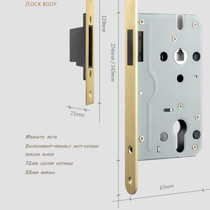 Brass door lock premium wood brass TNC005