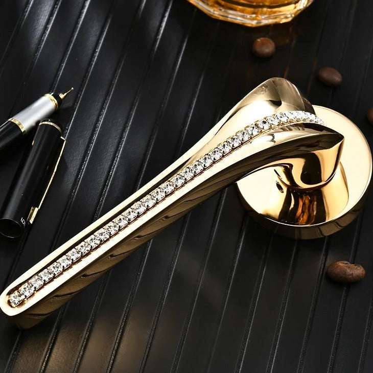 Complete Premium Metal Door Lock Set with Groooved Handle Jewelry Fill