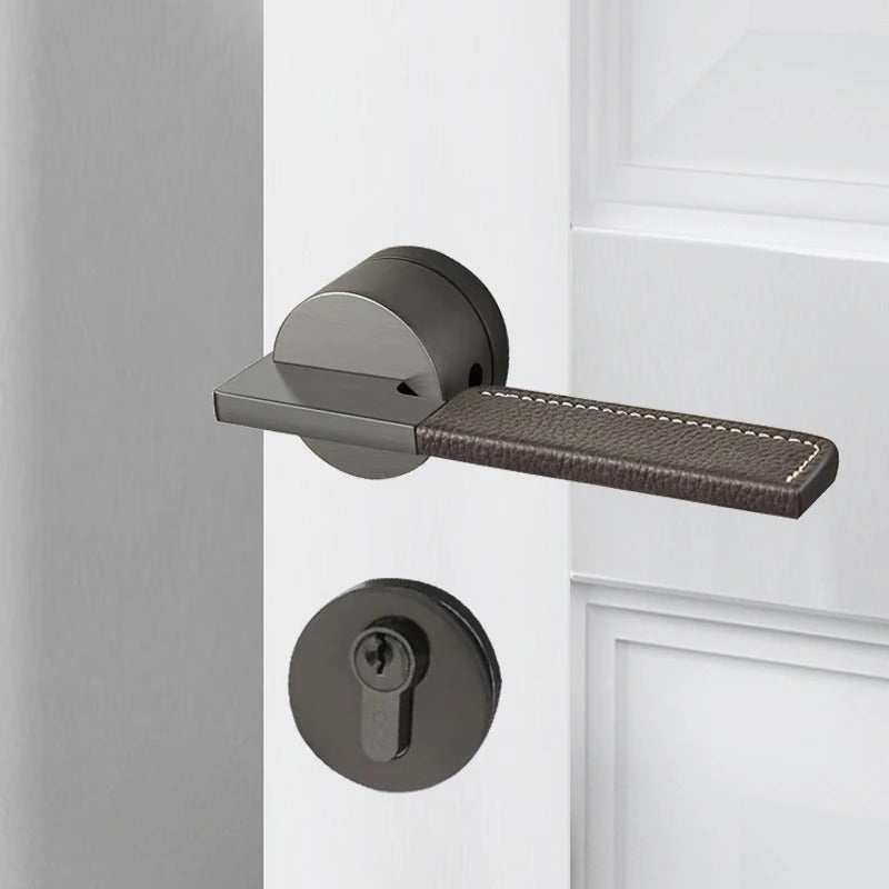 Leather-wrapped handle door Lock Set Leather Handle EZ-0045 B