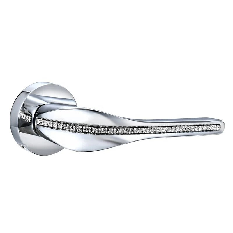 Complete Premium Metal Door Lock Set with Groooved Handle Jewelry Fill