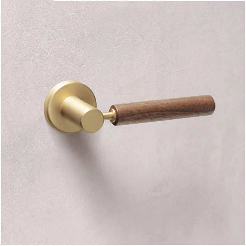 Brass door lock premium wood brass TNC005
