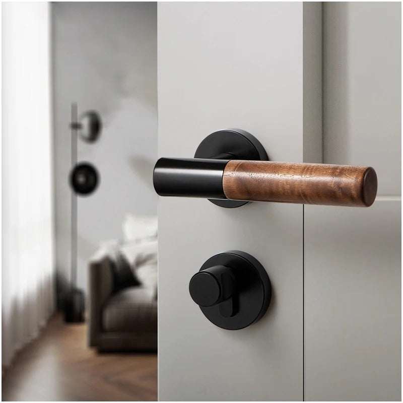 Wooden Handle EZ-0020 R1- Complete Door lock handle set