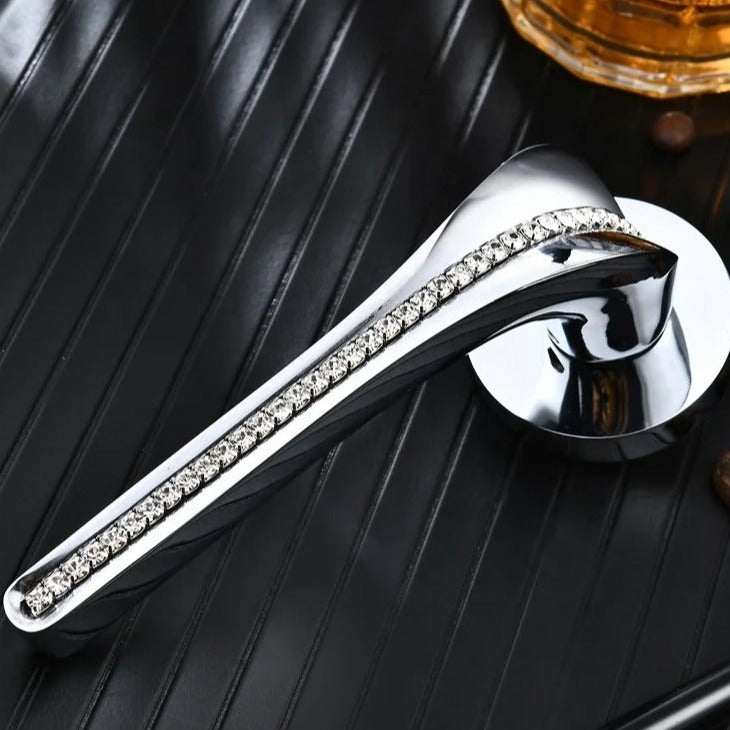 Complete Premium Metal Door Lock Set with Groooved Handle Jewelry Fill