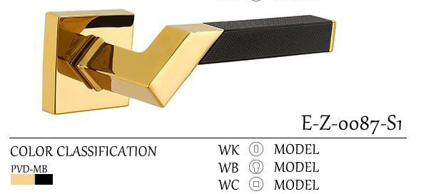 Complete Door Lock Set with Square Knurled Handle. E-Z-0087-S1