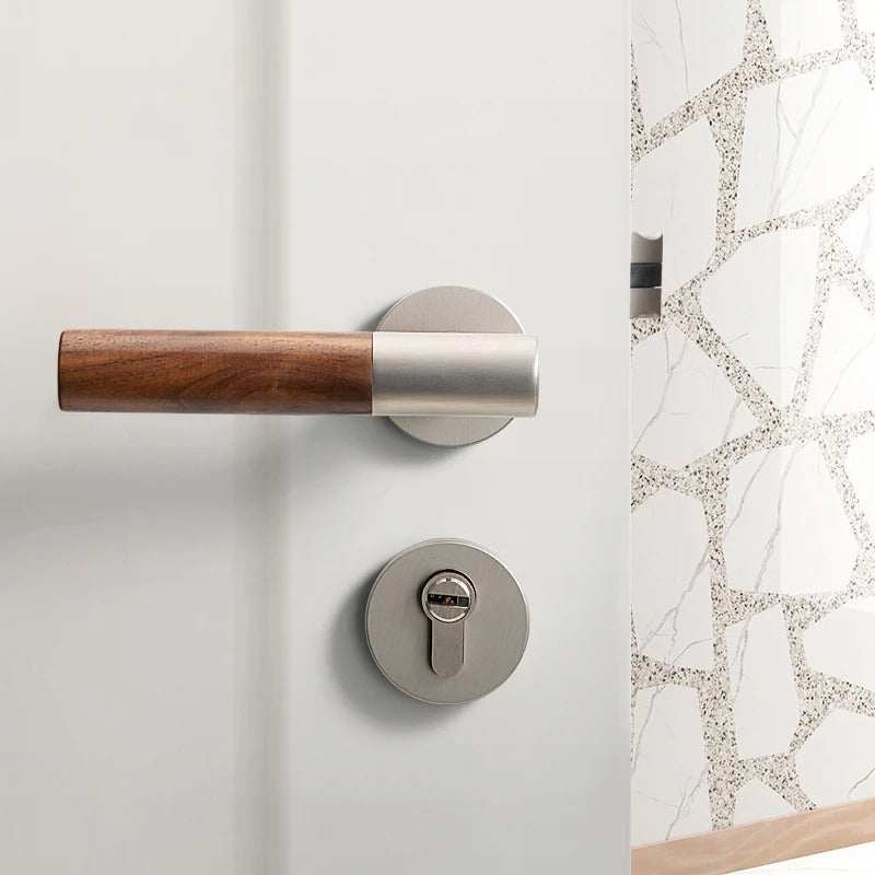 Wooden Handle EZ-0020 R1- Complete Door lock handle set