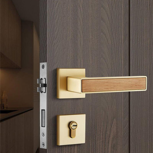 Complete Door Lock Set Modern Solid Wood Accent E-Z-0072-S1