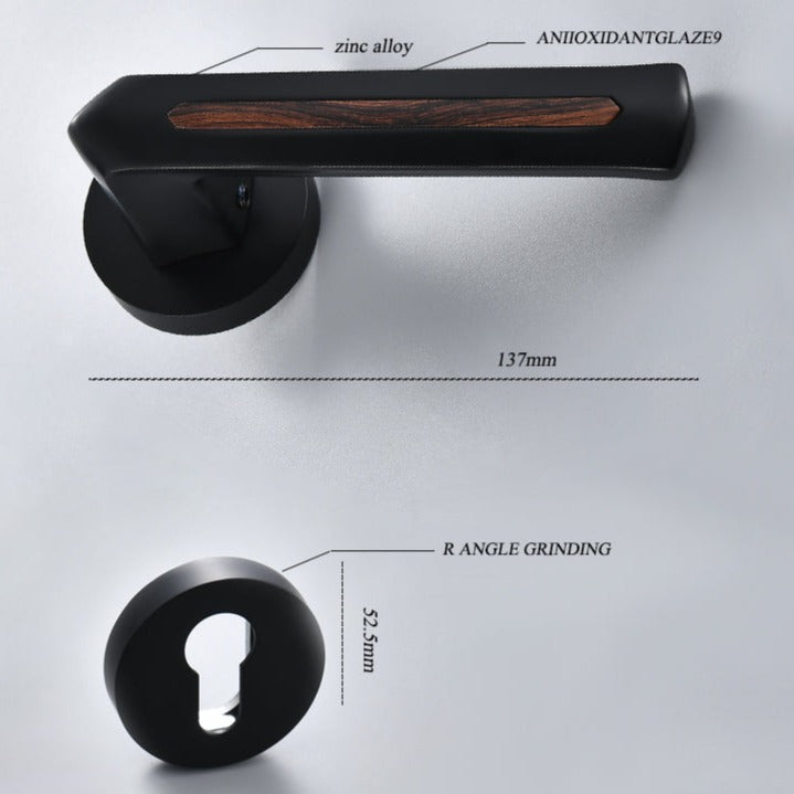 Complete Door Lock Set With Wood Groove Handle E-Z-0025-R2