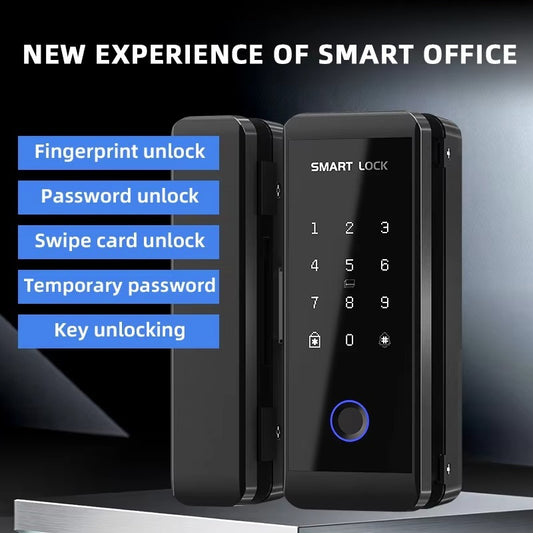Smart lock with digital keypad and text highlighting features on a dark background