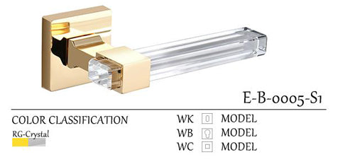 Complete Premium Door Lock Set With Crystal Handle Artistic E-B-0005-S1