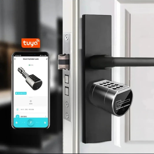 LockPro Smart Cylinder – Fingerprint, Keypad, Card & Bluetooth App Lock (Adjustable 70–100mm) EZ-00TP11