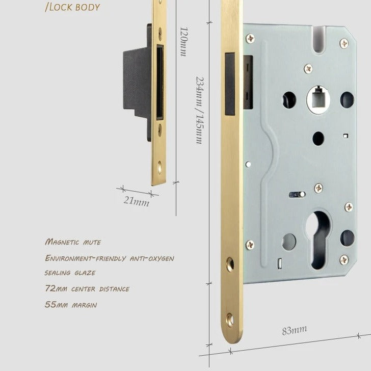 Complete Door Lock Premium Wood Brass TNC005