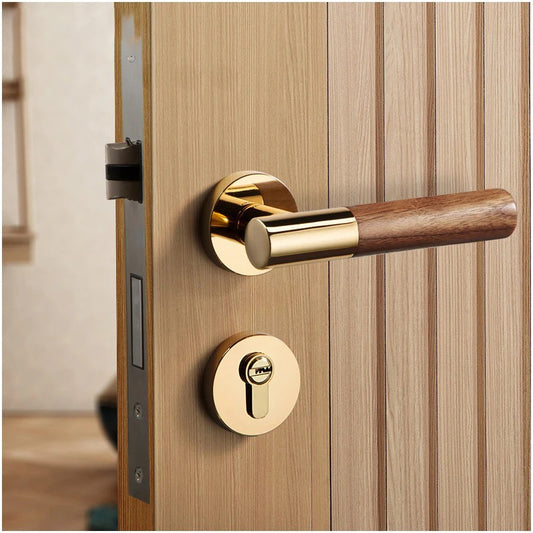 Complete Door Lock Set Wooden Handle EZ-0020 R1