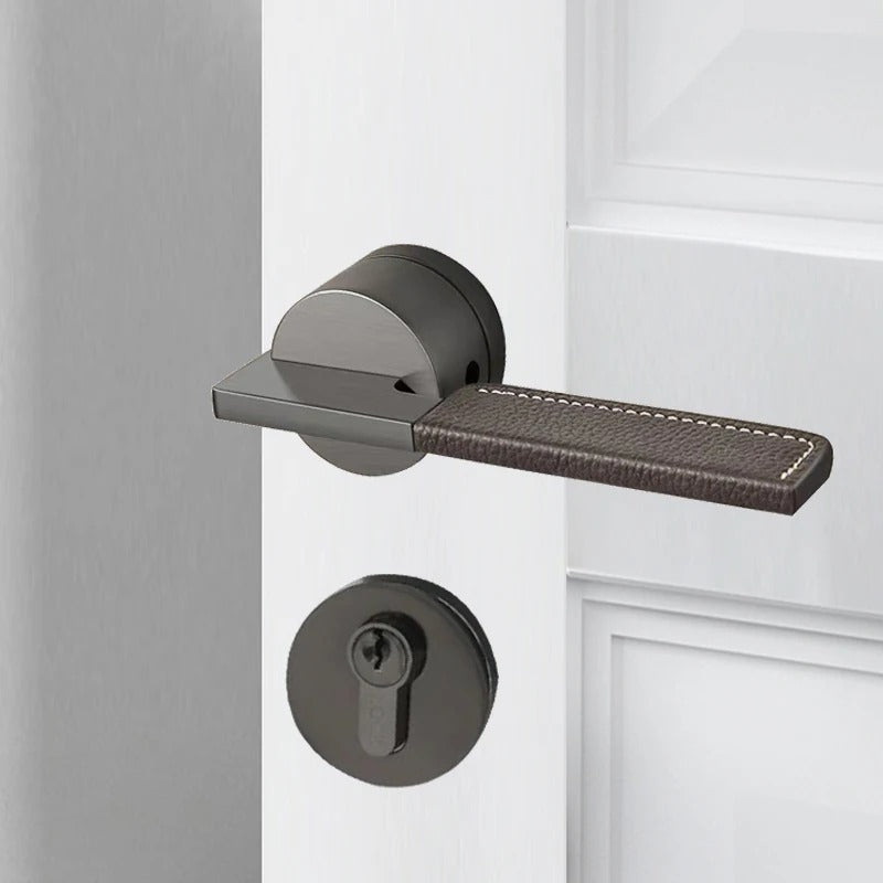 Complete Door Lock Set Leather Handle EZ-0045 B