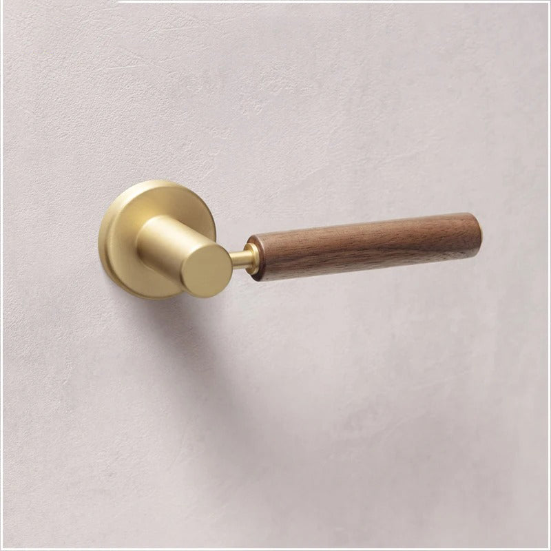 Complete Door Lock Premium Wood Brass TNC005