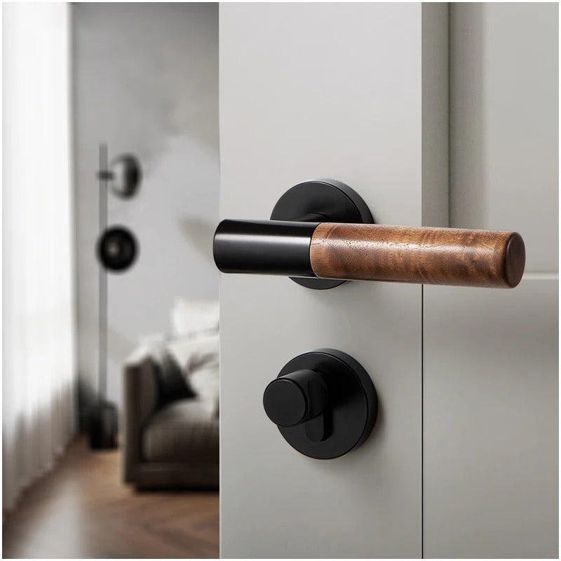 Complete Door Lock Set Wooden Handle EZ-0020 R1