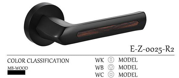 Complete Door Lock Set With Wood Groove Handle E-Z-0025-R2